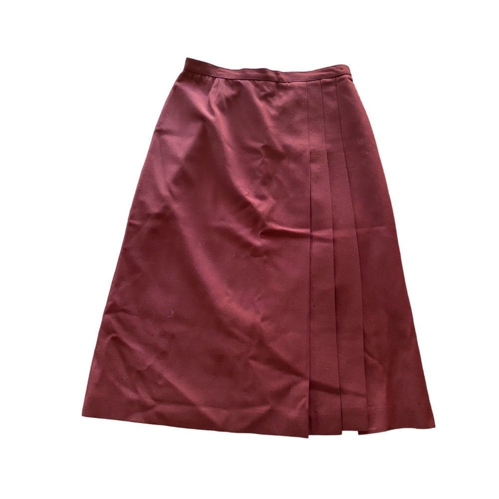 Vintage Midi Pleated 100% Wool Skirt